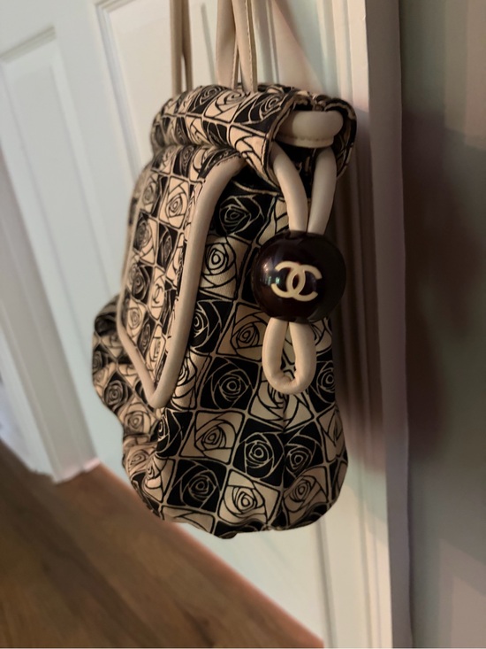 CHANEL Handbags - CHANEL Black and Cream Camellia Check Shoulder Bag